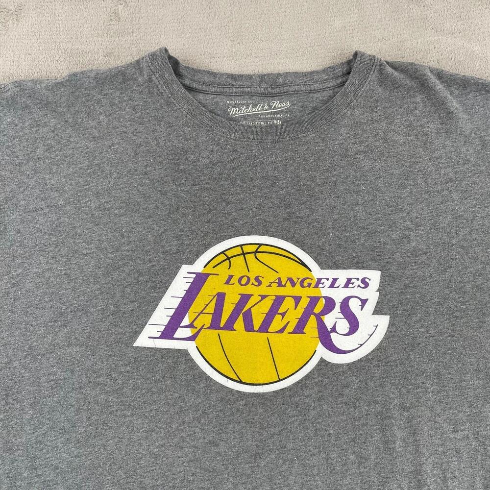 Mitchell Ness Los Angeles Lakers T Shirt Men 3Xl Gray Graphic Print Nba Ss